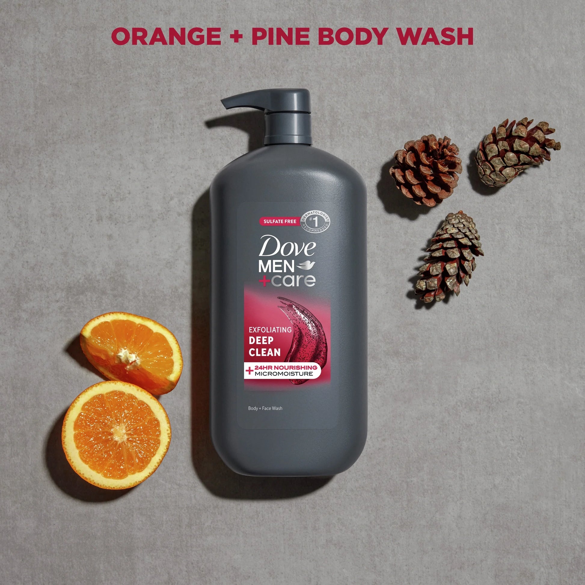 Men+Care Exfoliating Deep Clean Face & Body Wash for Men, Citrus + Cedarwood, 30 Oz